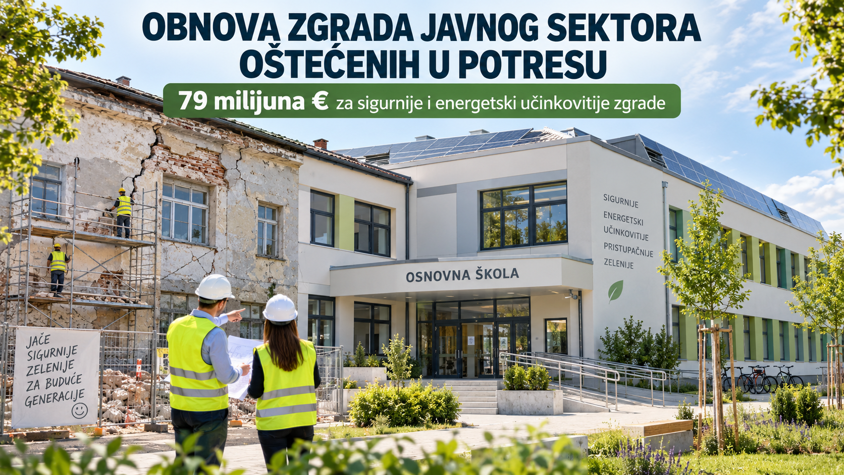 Objavljena 1. izmjena Poziva „Obnova zgrada javnog sektora oštećenih u potresu" (PK.3.1.04)
